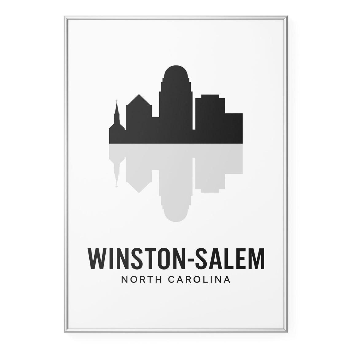 Winston-Salem North Carolina Skyline Silhouette City Poster Decor