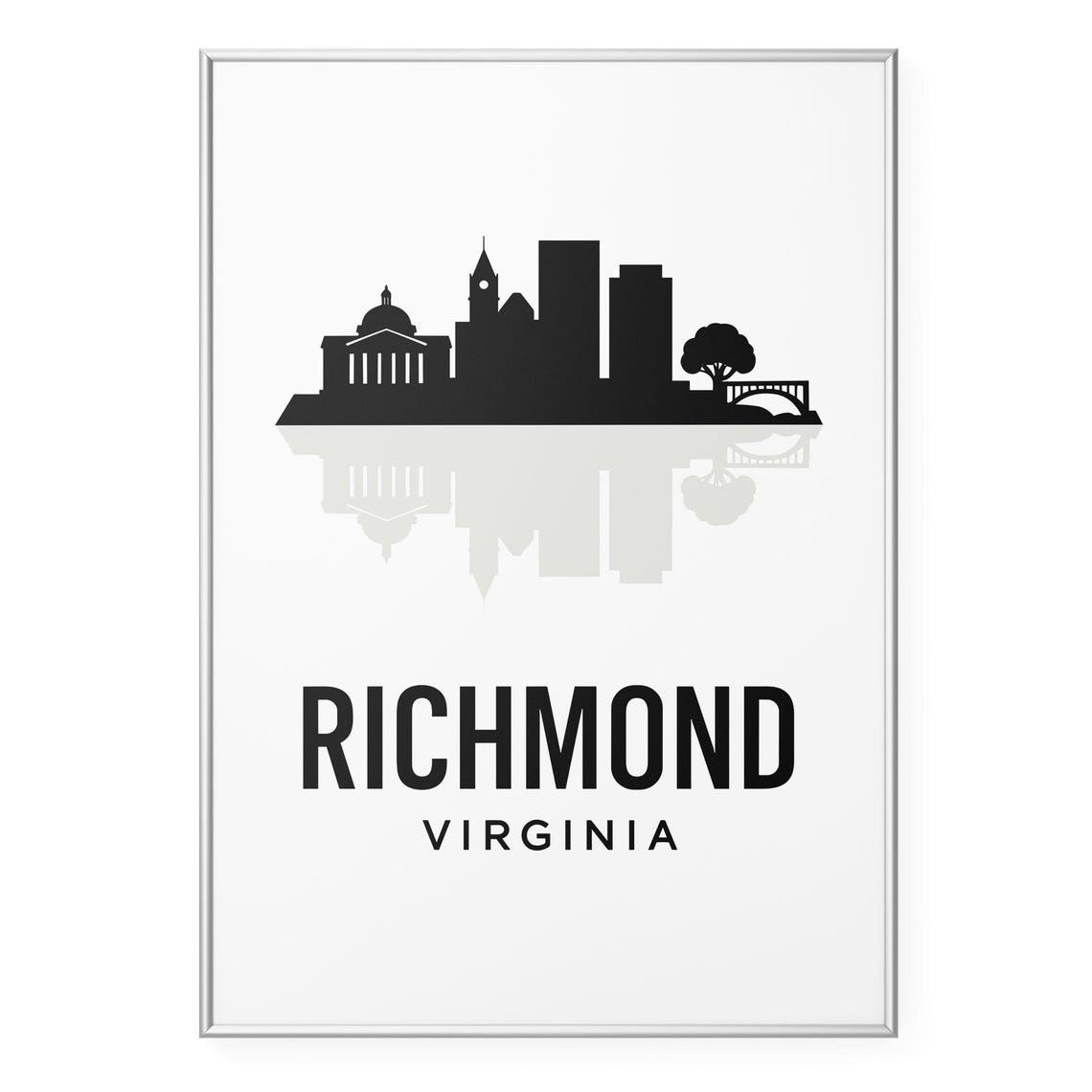 Richmond Virginia State Capitol Silhouette Skyline City Poster