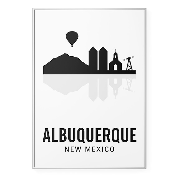 Albuquerque New Mexico Skyline Silhouette Balloon Mountain Poster