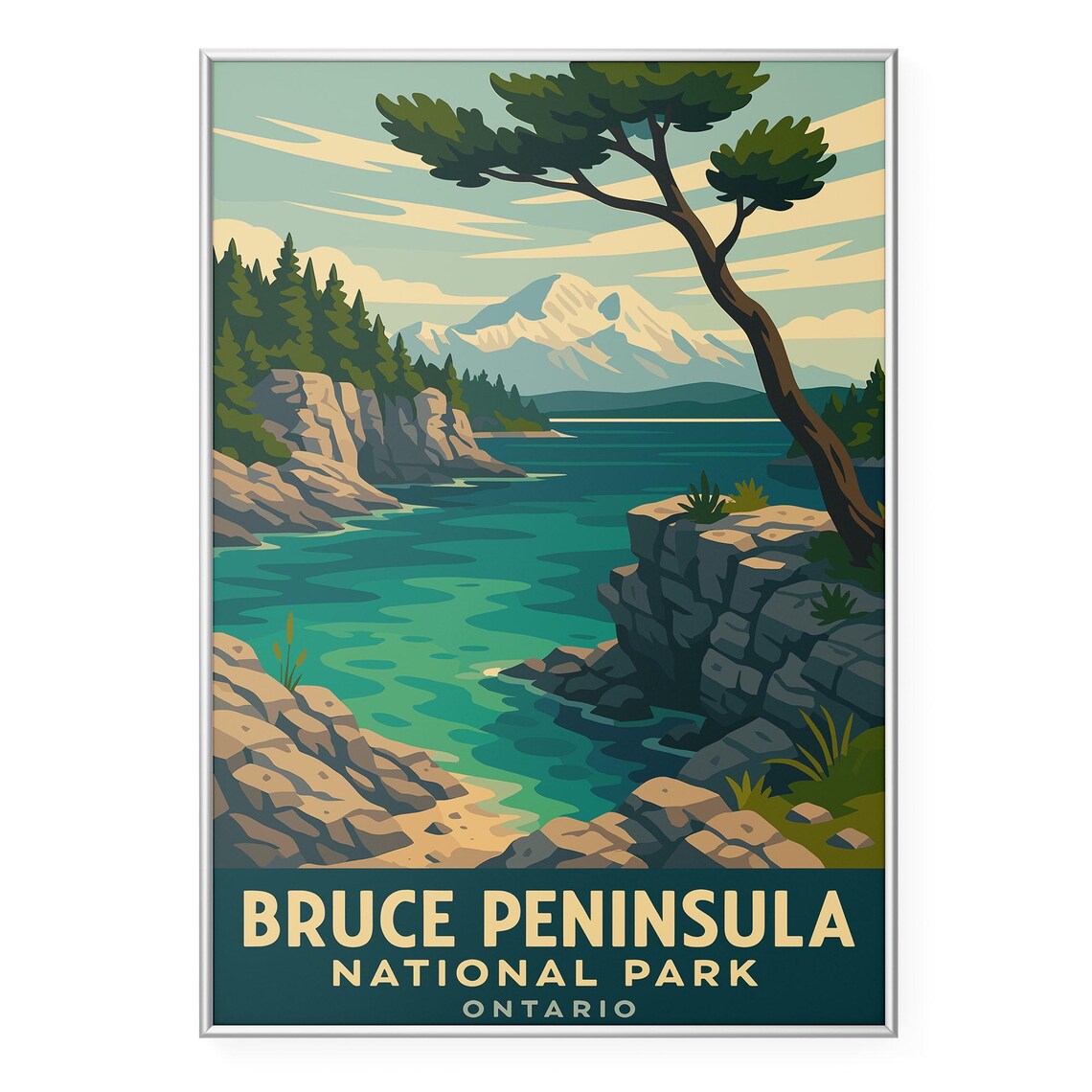 Bruce Peninsula National Park Turquoise Lake Vintage Travel Poster