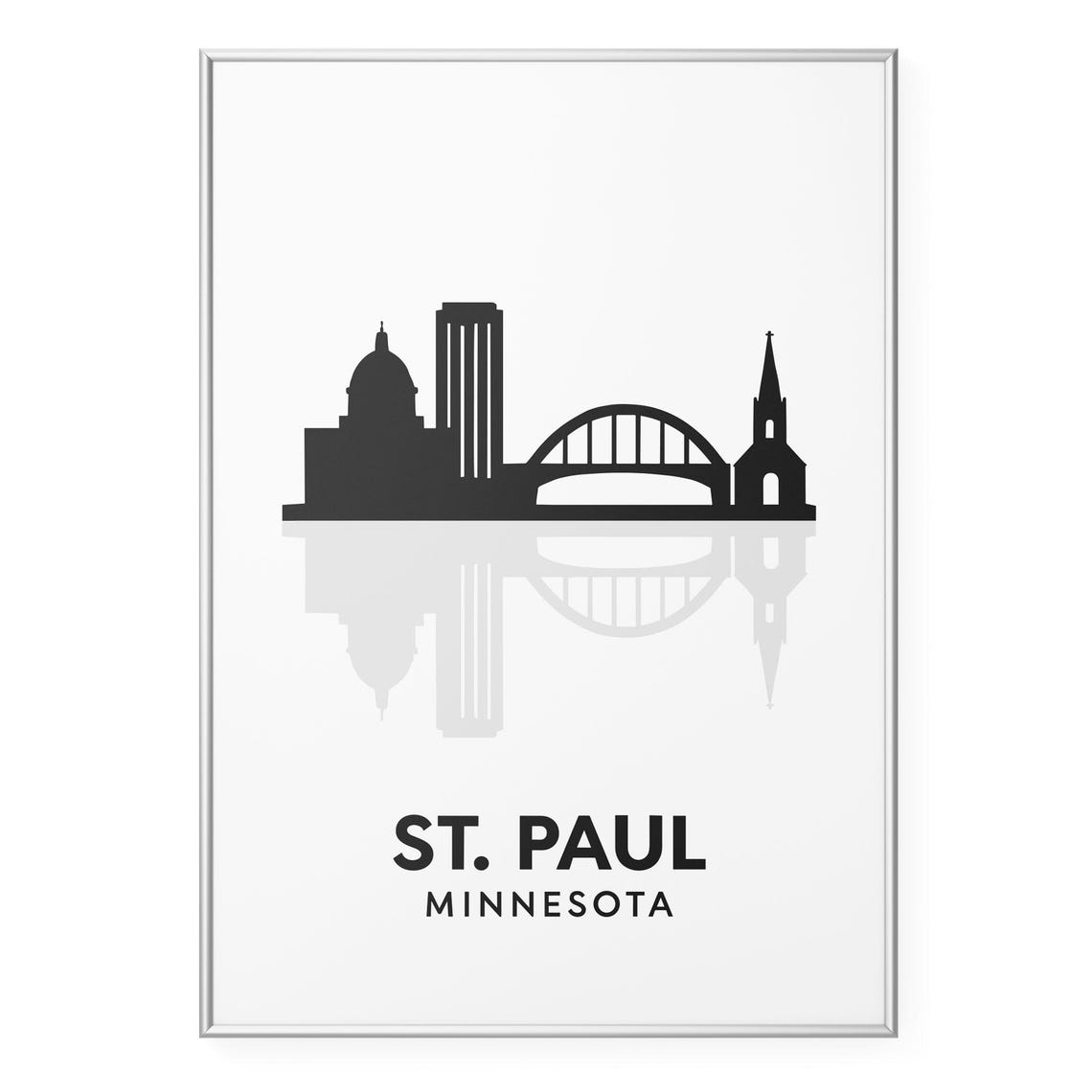 St. Paul Minnesota Skyline Silhouette Reflection Minimalist Poster