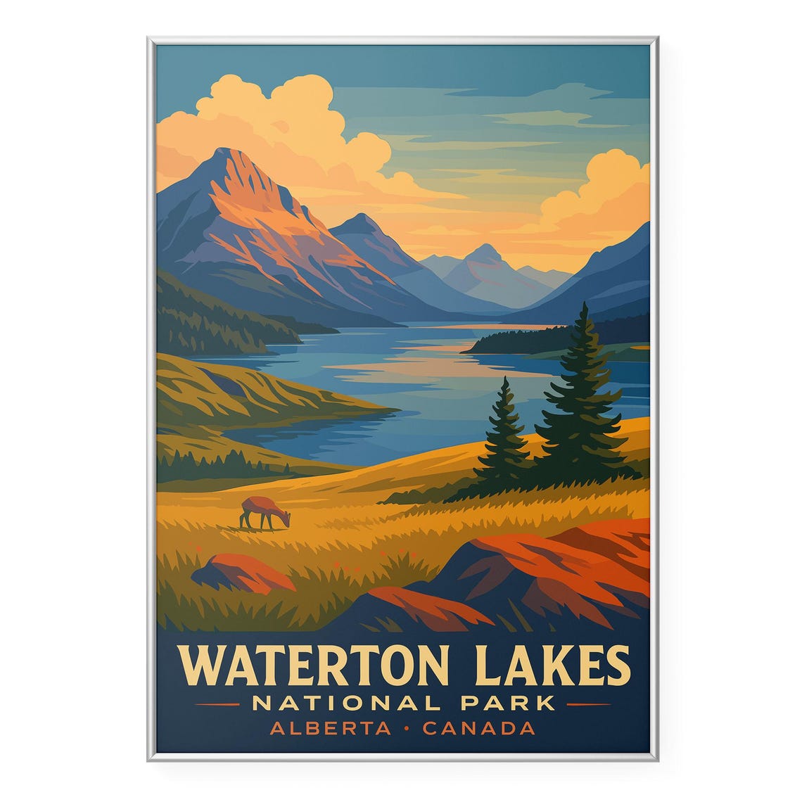 Waterton Lakes National Park Alberta Canada Elk Mountain Poster
