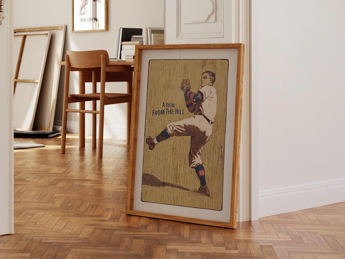 A View from the Hill Vintage Baseball Pitcher Sports Nostalgia Poster - Image 3