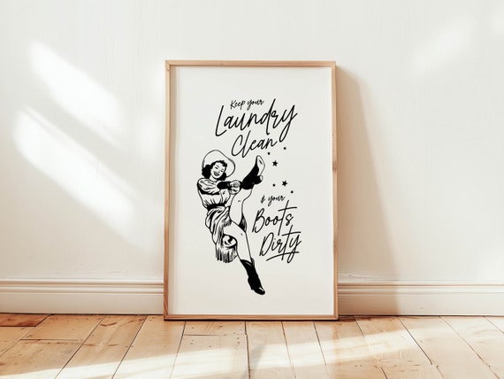 Laundry Cowgirl Print Fun Laundry Wall Art Western Laundry Room Poster Art Cowgirl Utility Room Humor Washroom