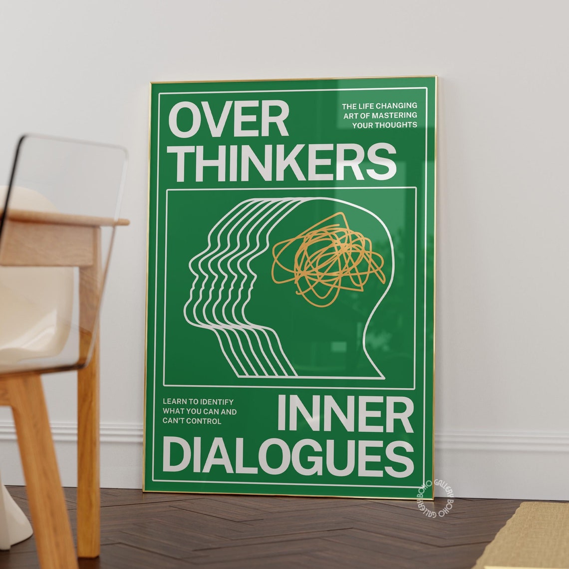 Over Thinkers Inner Dialogues Green Mindfulness Quote Poster