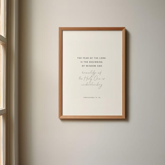 Proverbs 910 Wall Art The Fear Of Lord Is Beginning Wisdom Christian Bible Verse Modern