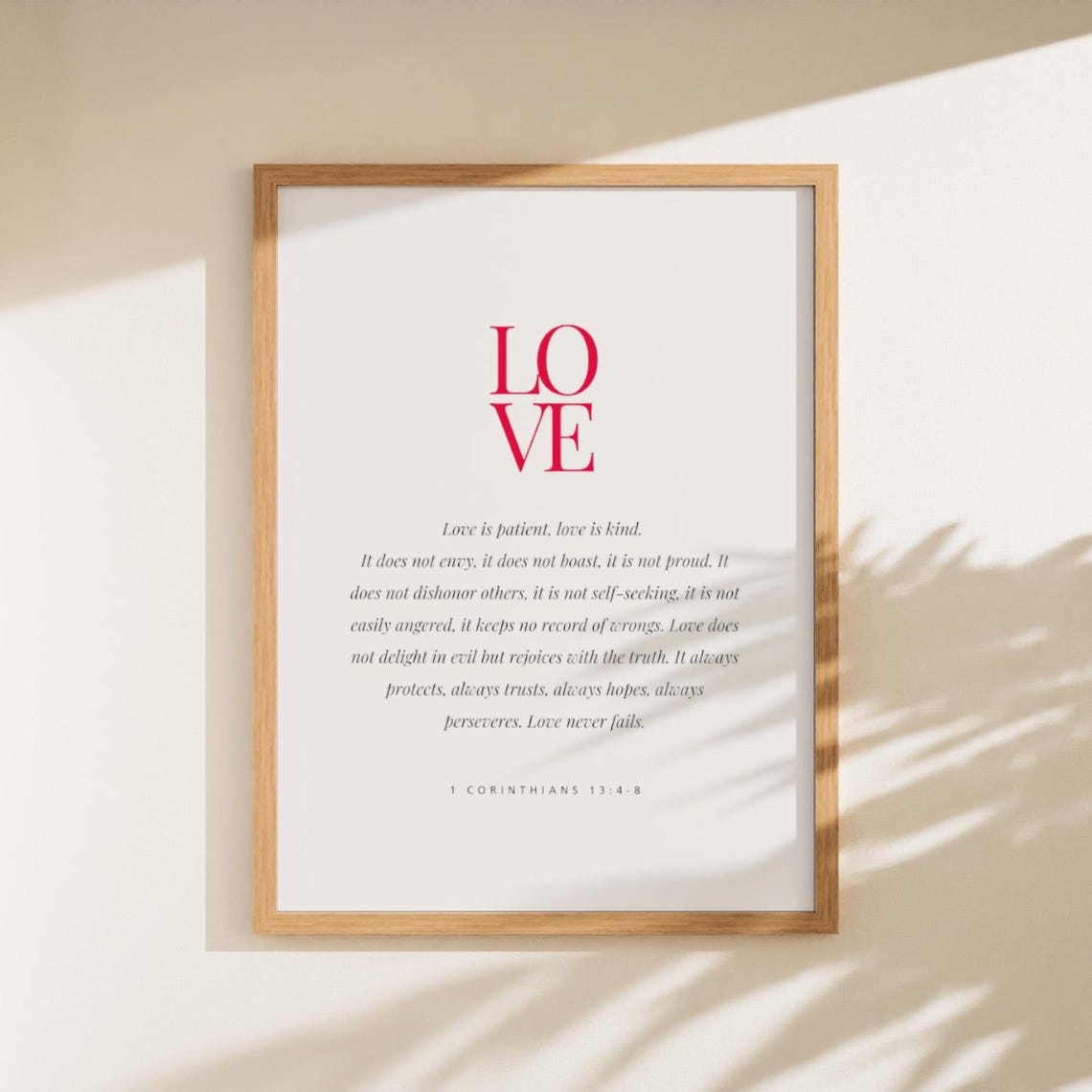 Love Is Patient Love Is Kind 1 Corinthians 13 Red Typography Poster