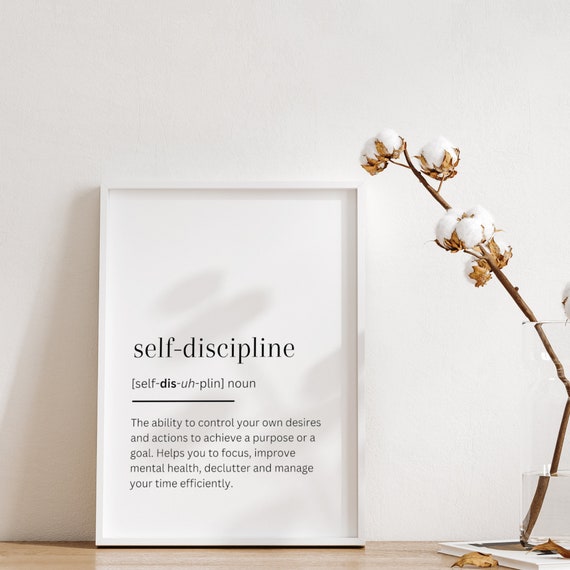 Selfdiscipline Definition Print Discipline Poster Printables Dictionary Wall Art