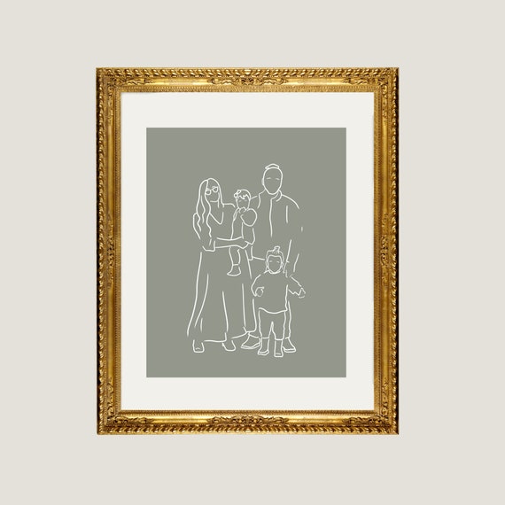 Minimalist Custom Line Drawing Family Portrait Modern Art Print