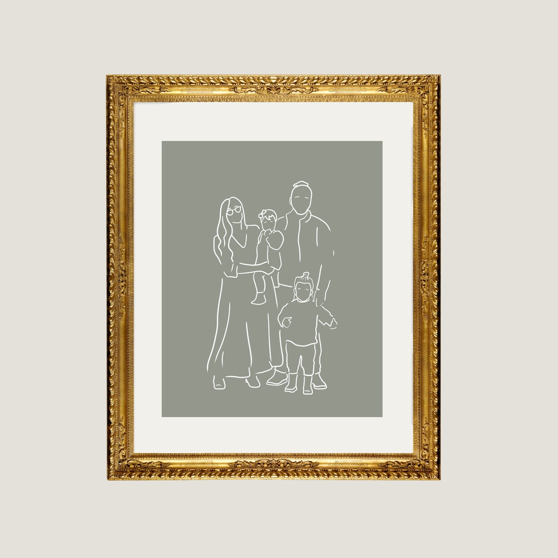 Minimalist Custom Line Drawing Family Portrait Modern Art Print