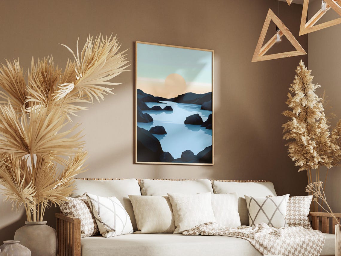 Iceland Blue Lagoon Moonlit Rocky Geothermal Water Landscape Poster - Image 3