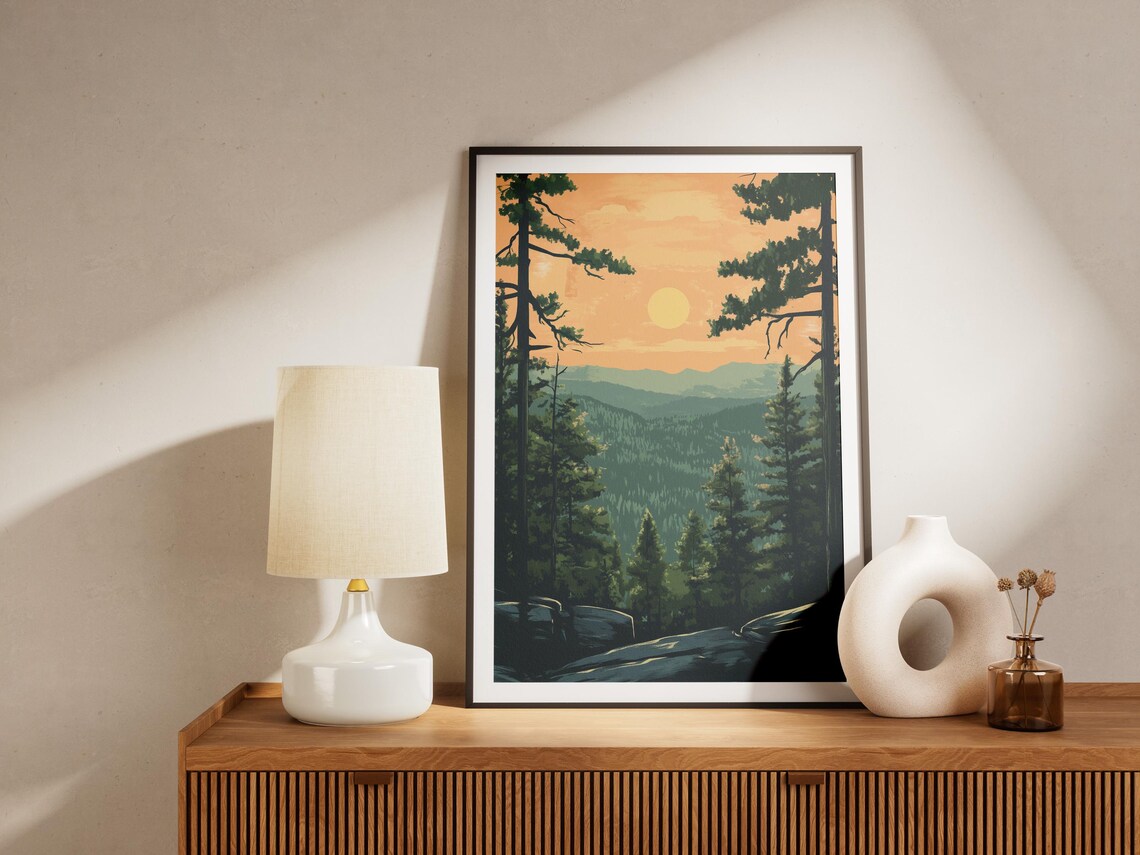Arkansas Ozark Sunset Mountain Pine Forest Vintage Travel Art Poster - Image 4