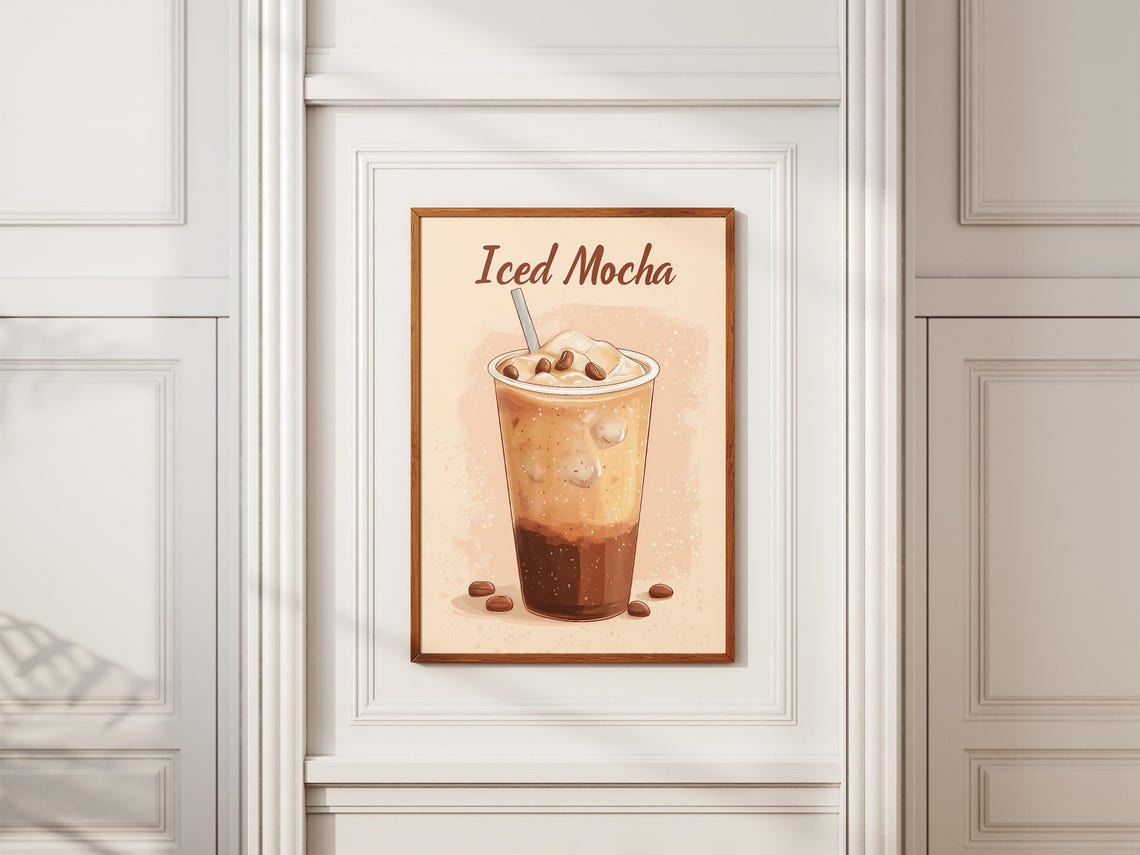 Iced Mocha Chocolate Coffee Drink Layered Cafe Illustration Poster - Image 2