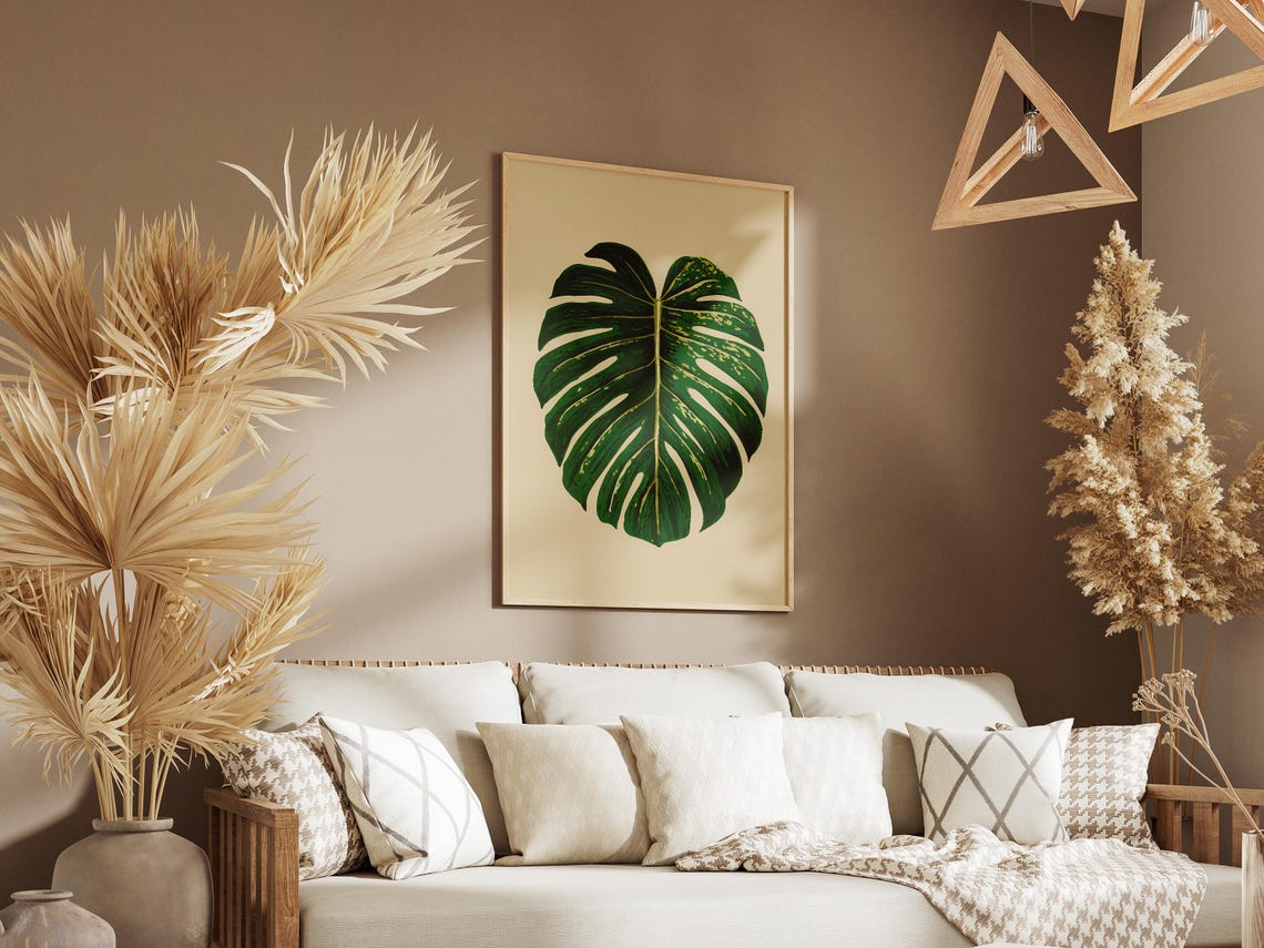 Monstera Leaf Botanical Illustration Minimal Tropical Plant Poster - Image 3
