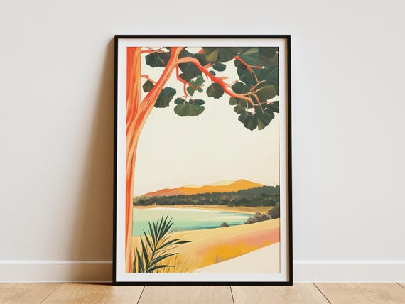 Pink Sunrise Foggy Plains Landscape Posternature Art Printmodern Minimalist Wall Decorbohemian Home Decorabstract Landscape Paintingcalm
