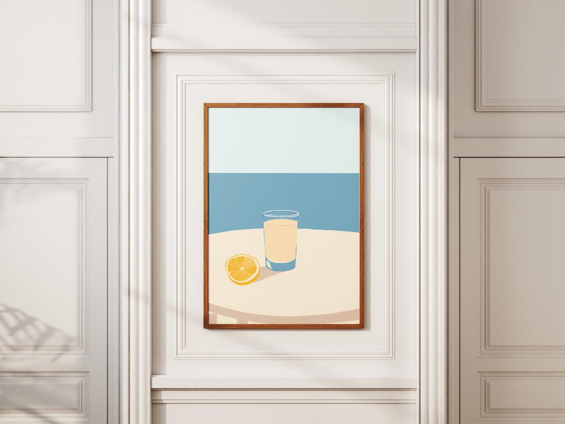 Lemonade Glass By The Sea Minimalist Summer Kitchen Sunny Poster - Image 2