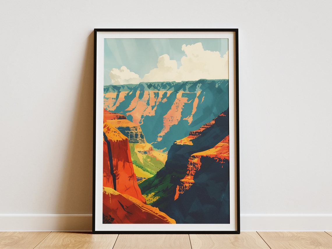 Deep Canyon Vista With Layered Colorful Cliffs Travel Poster