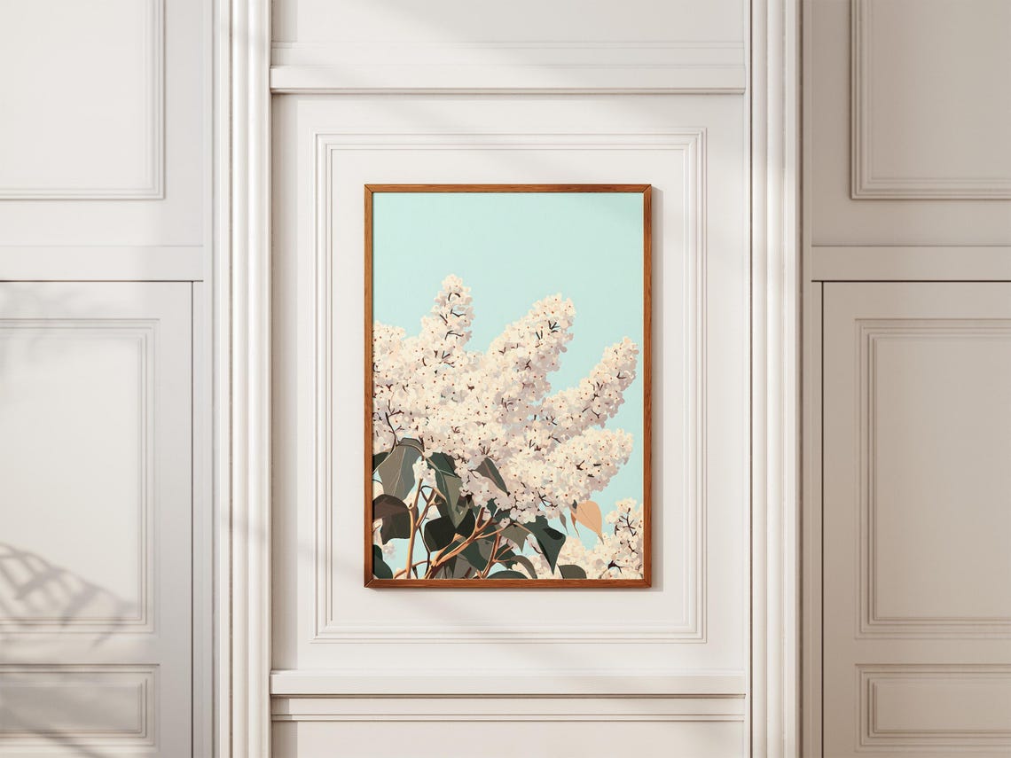 White Lilac Blossoms Against Pale Sky Delicate Floral Poster - Image 2