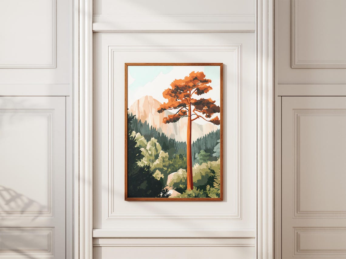 Tall Rust-Orange Tree Before Granite Mountain Peak Forest Poster - Image 2