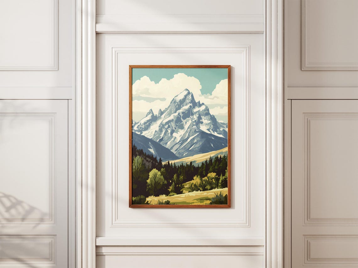 Grand Teton National Park Jagged Snow Peak Pine Forest Poster - Image 2