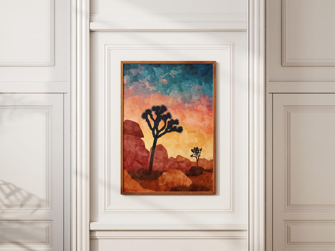 Joshua Tree National Park Desert Sunset Silhouette Travel Poster - Image 2