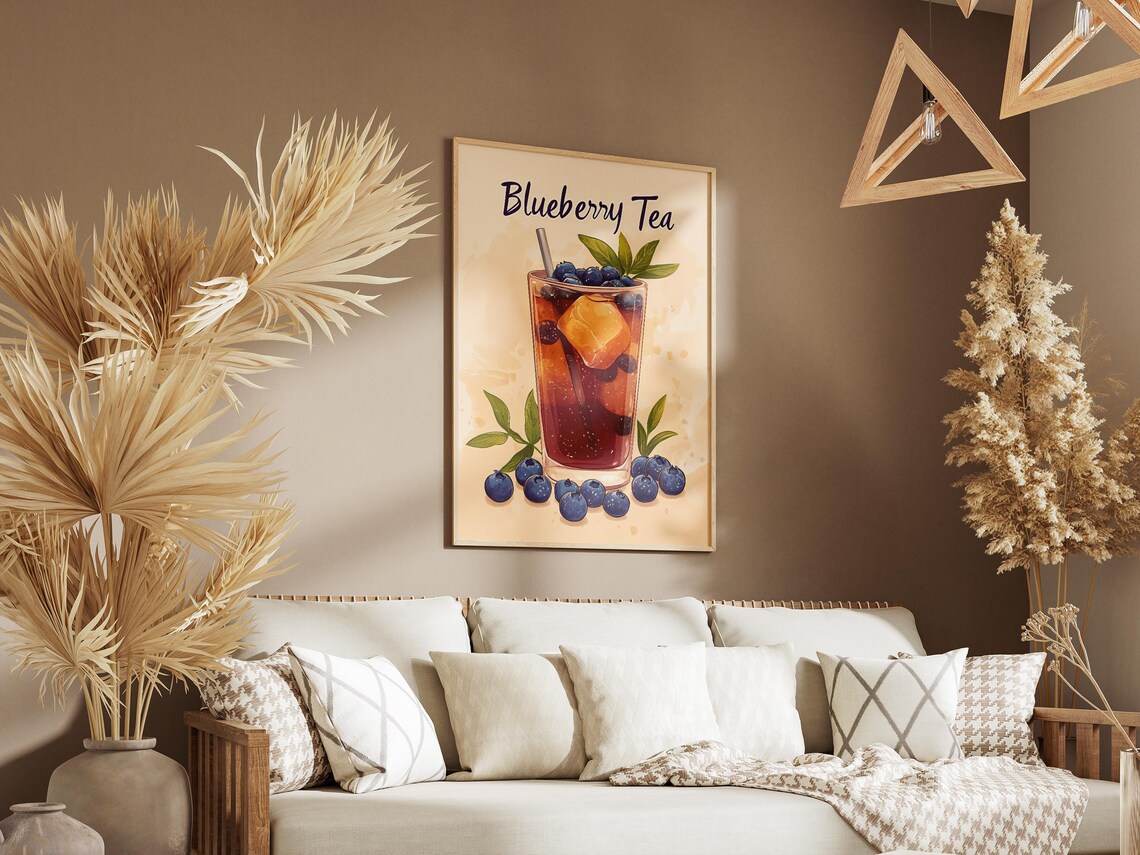 Blueberry Iced Tea Flat Illustration Art Print - Image 3