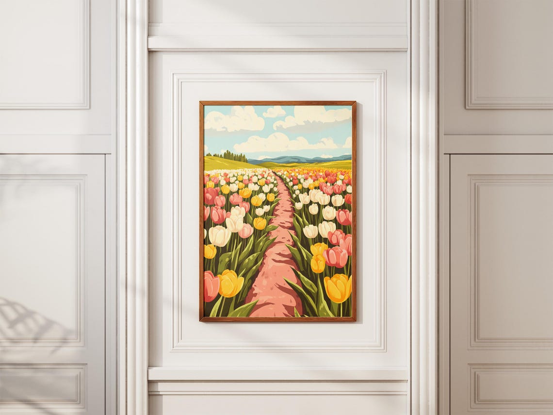 Tulip Field Rows Pink Path Spring Bloom Joyful Flower Poster - Image 2