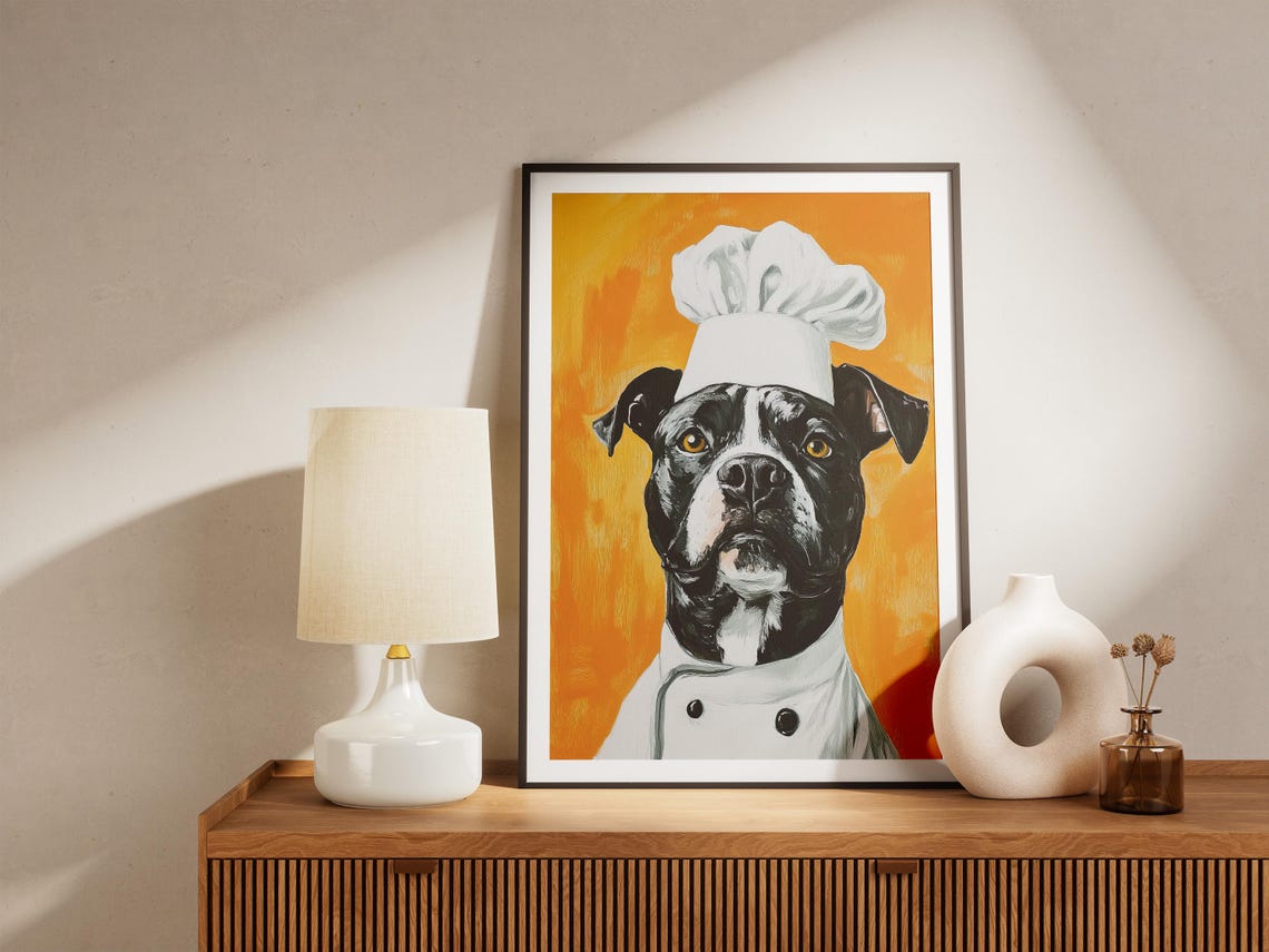 Staffordshire Terrier Chef Poster Funny Dog Print Kitchen Art Quirky Lover Gift - Image 4