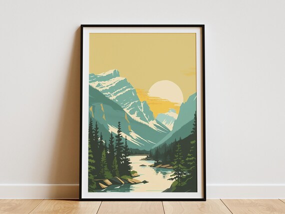 Jasper National Park Canada Alpine Lake Sunrise Minimalist Poster