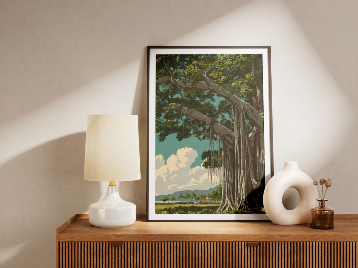 Hawaiian Banyan Tree Aerial Roots Tropical Island Landscape Poster - Image 4