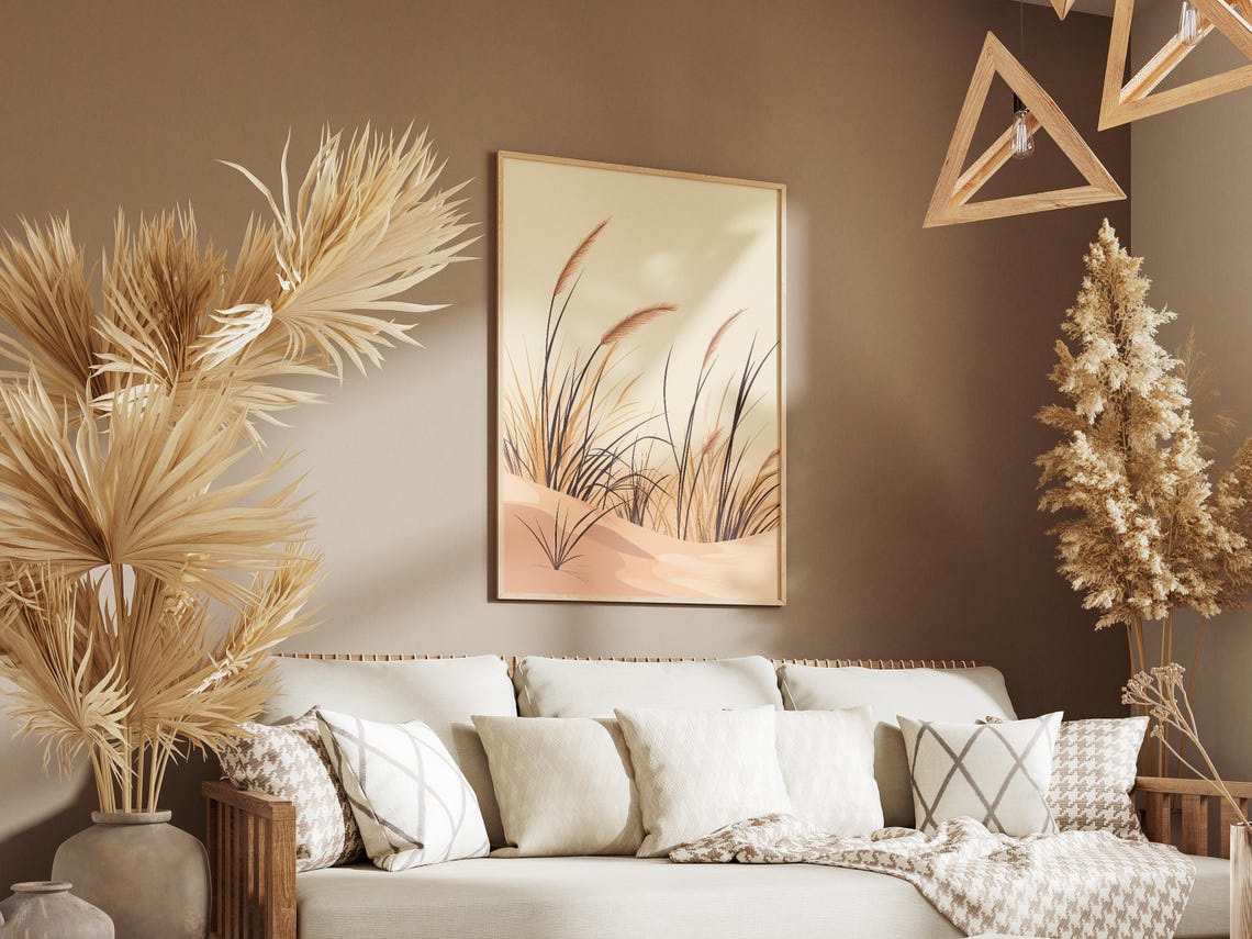 Beige Dune Grass On Cream Sand Dunes Minimalist Botanical Poster - Image 3