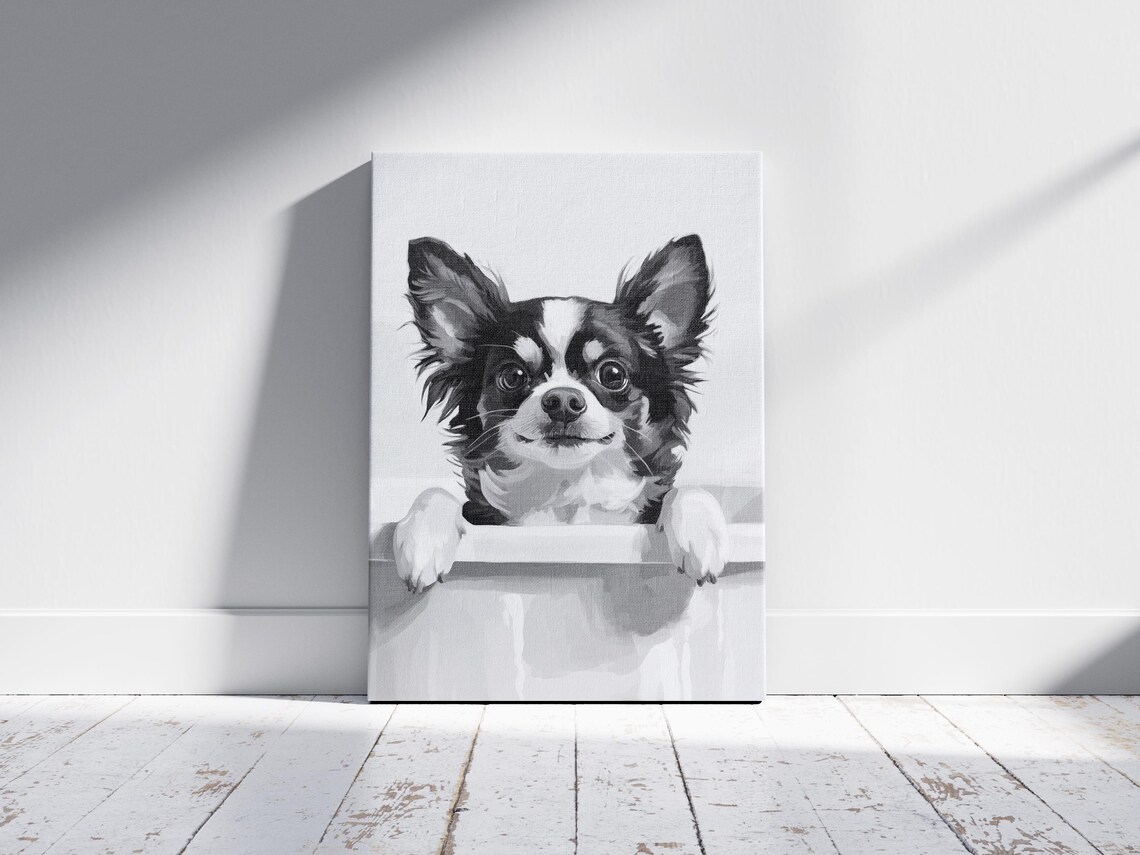 Chihuahua In A Bathtub With Paws Over Edge Black White Poster - Image 2