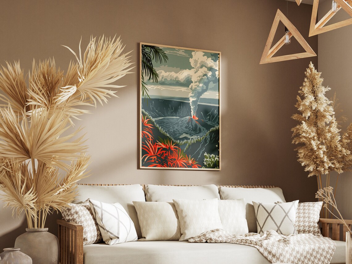 Hawaii Volcanoes National Park Erupting Vintage Travel Poster - Image 3