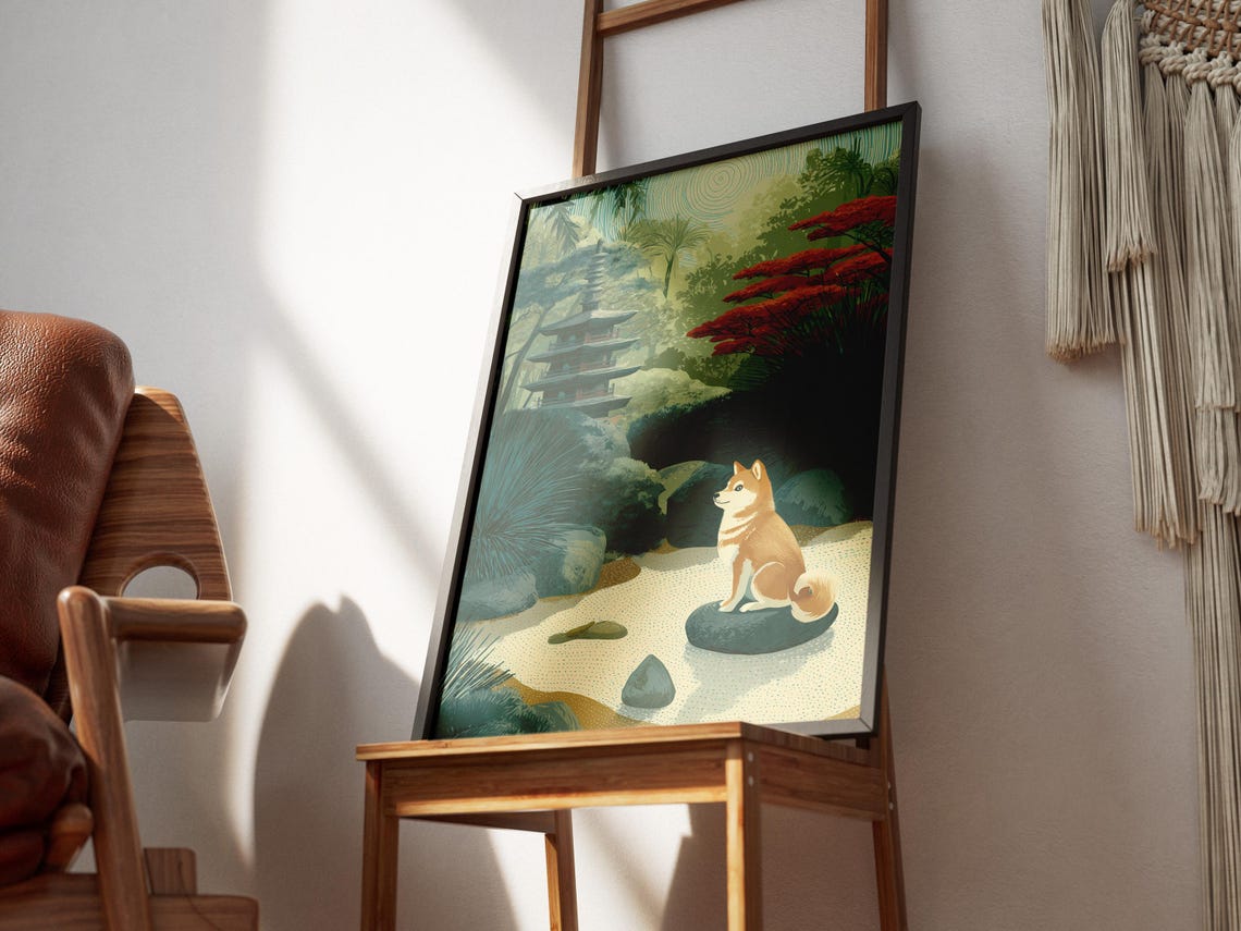 Shiba Inu Dog Japanese Zen Garden Travel Poster Print Minimalist Pet Wall Art Asian Inspired Decor Serene Nature For Home - Image 3