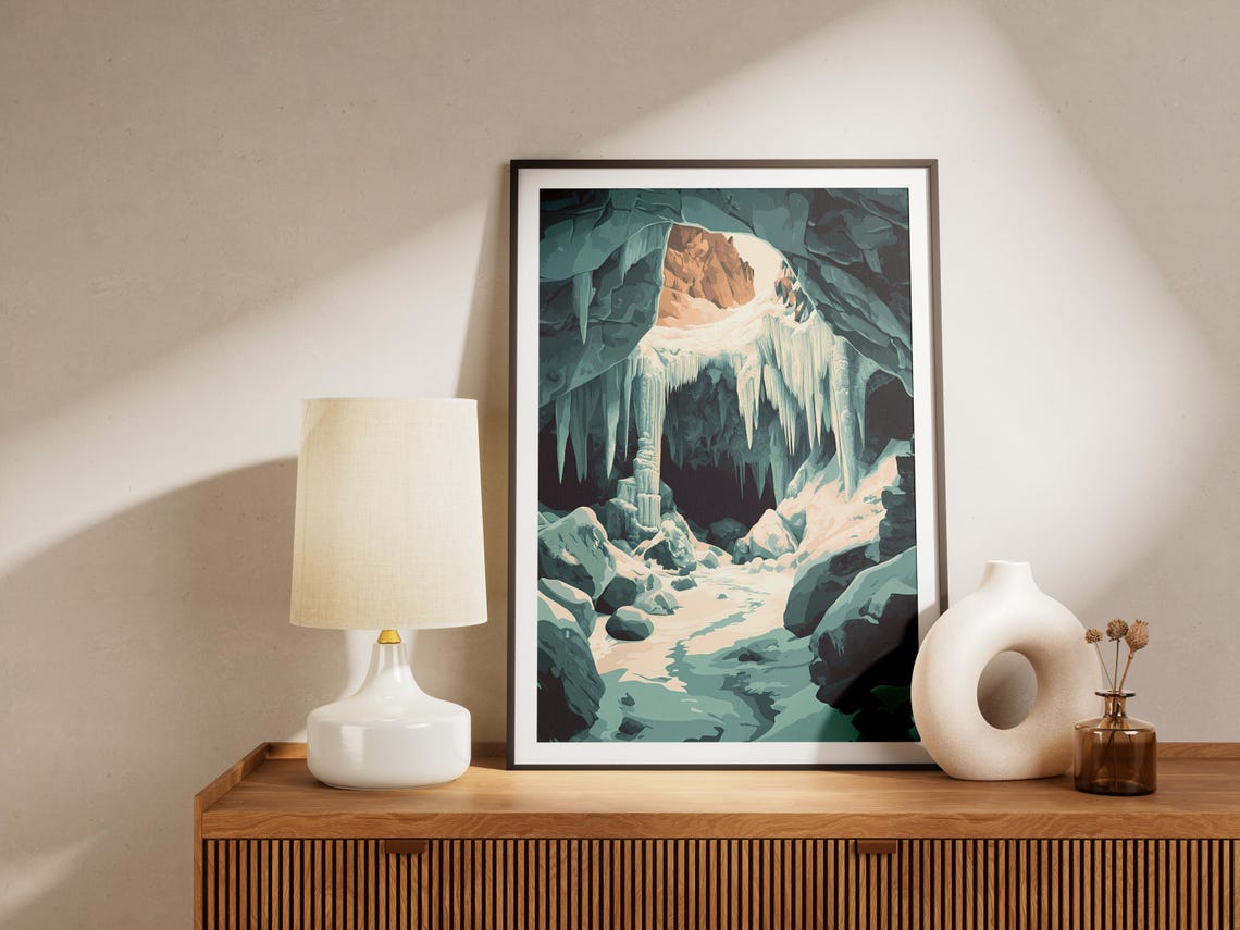 Eisriesenwelt Austria Ice Cave Stalactites Nature Travel Poster - Image 4