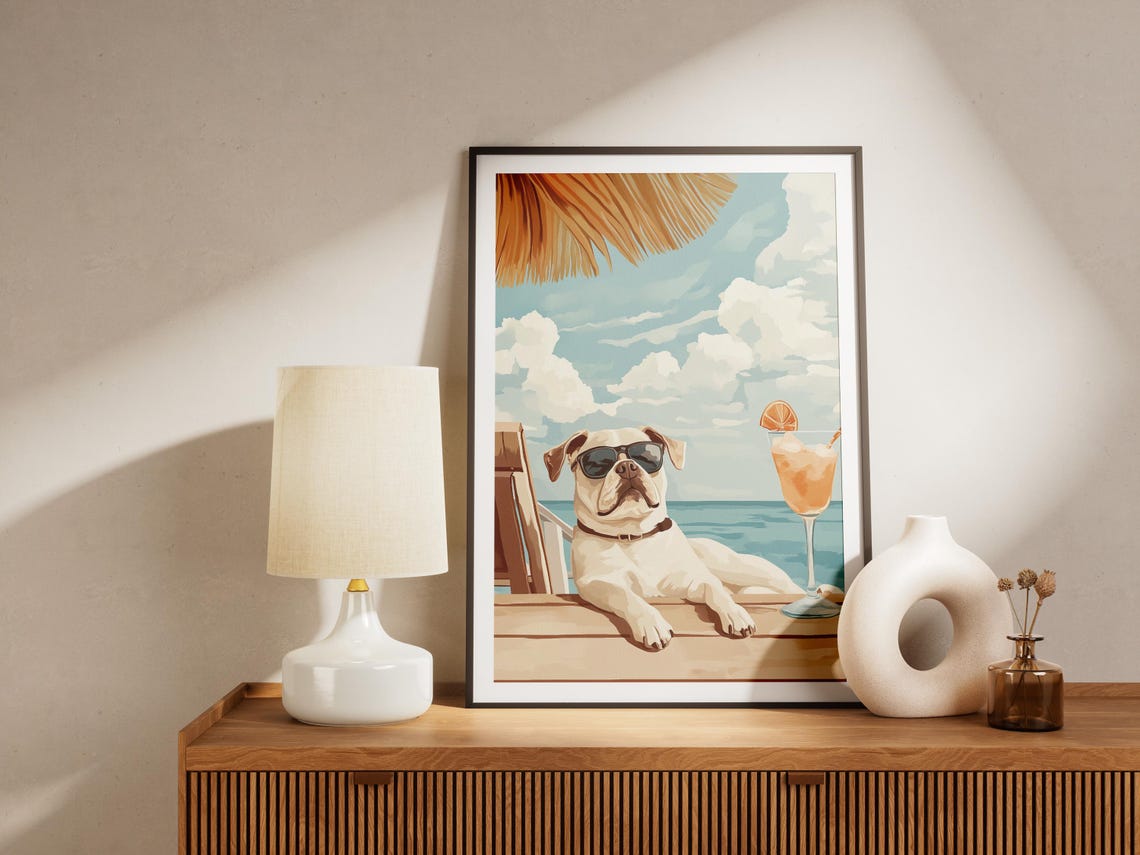 Chill Dog Sunglasses Deck Cocktail Beach Vacation Funny Poster - Image 4