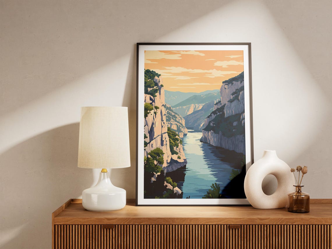Verdon Gorge France Poster Travel French River Landscape Print Vacation Home Decor European Nature Art Illustrated Wall Modern - Image 4