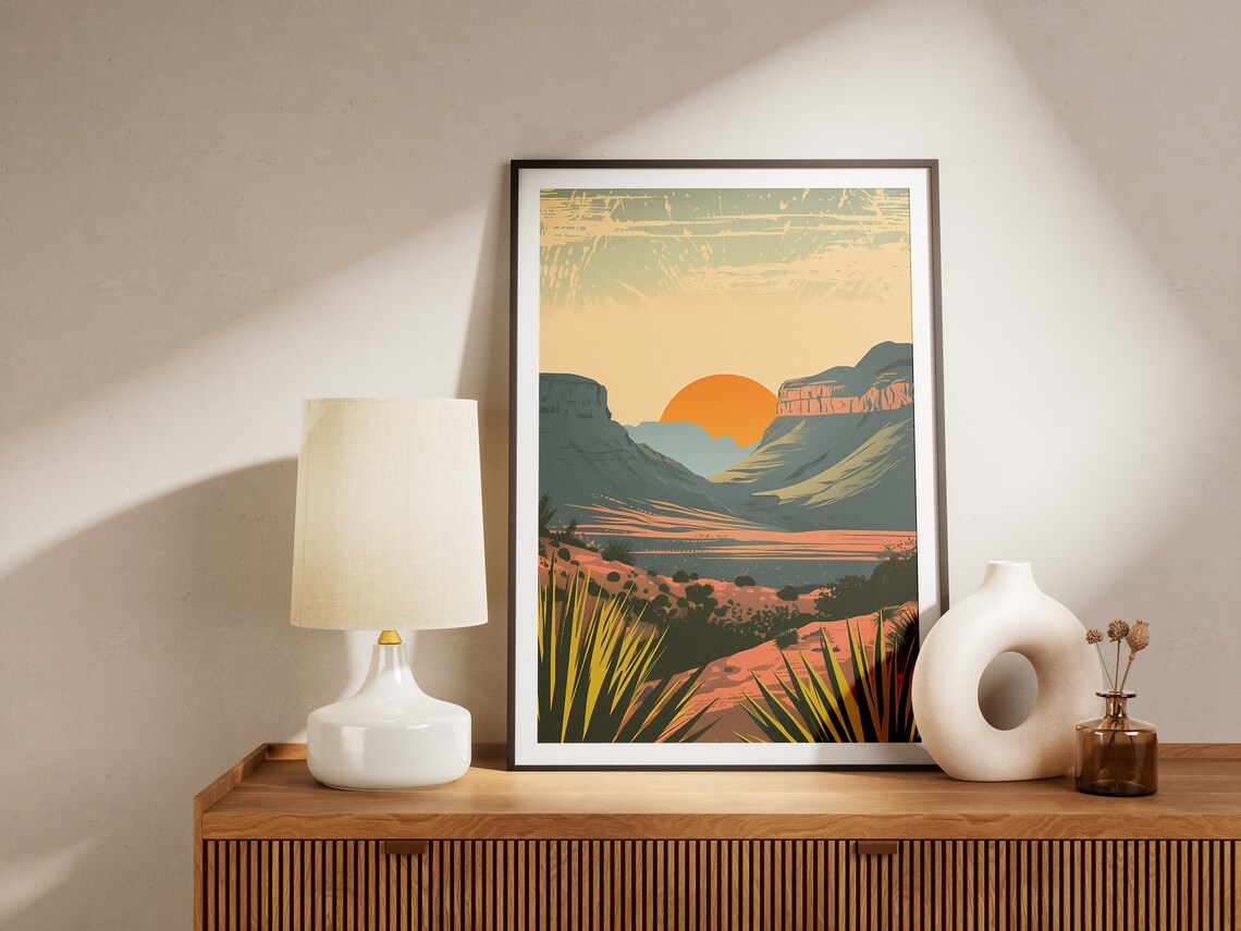 Guadalupe Mountains National Park Canyon Sunset Vintage Travel Poster - Image 2