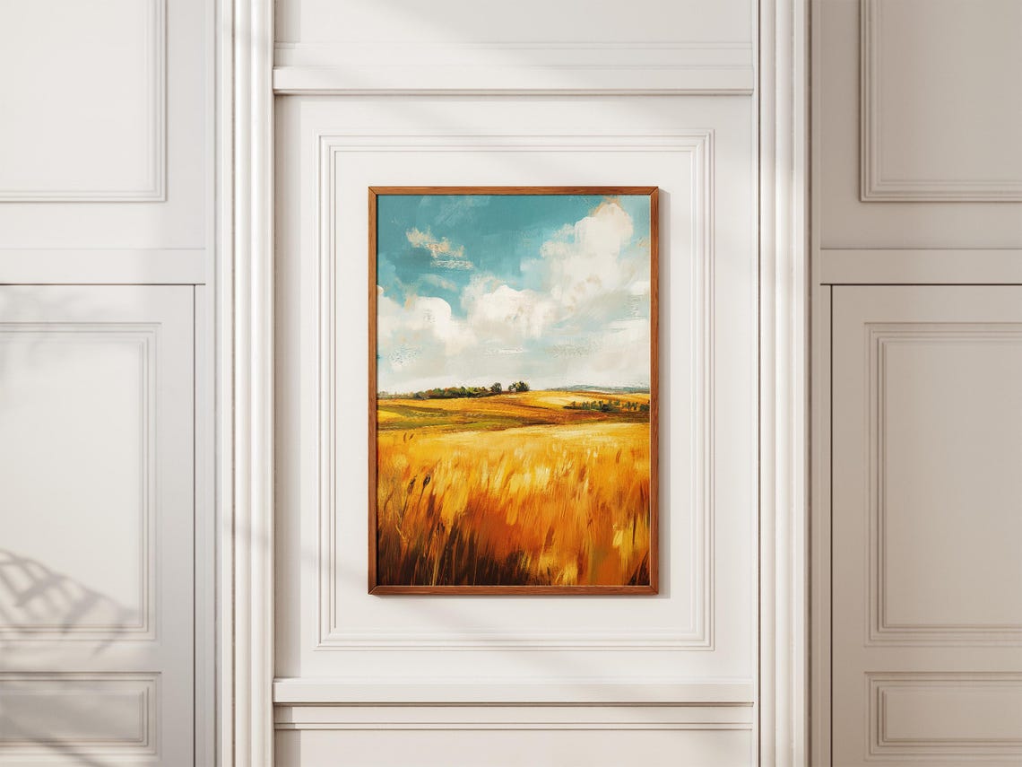 Golden Wheat Field Under A Big Dramatic Cloudy Sky Rural Poster - Image 2