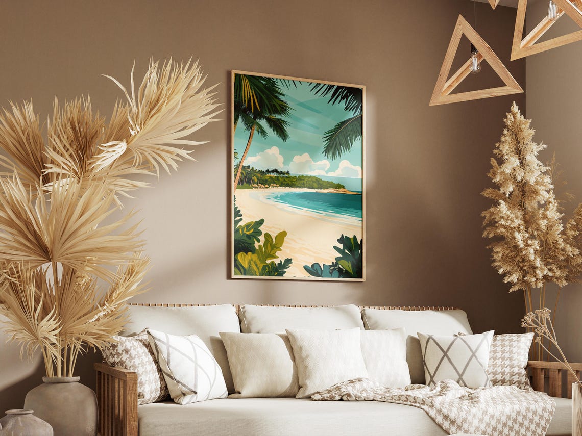 Paradise Island Bahamas Beach Framed by Palm Trees Poster Scenic - Image 3