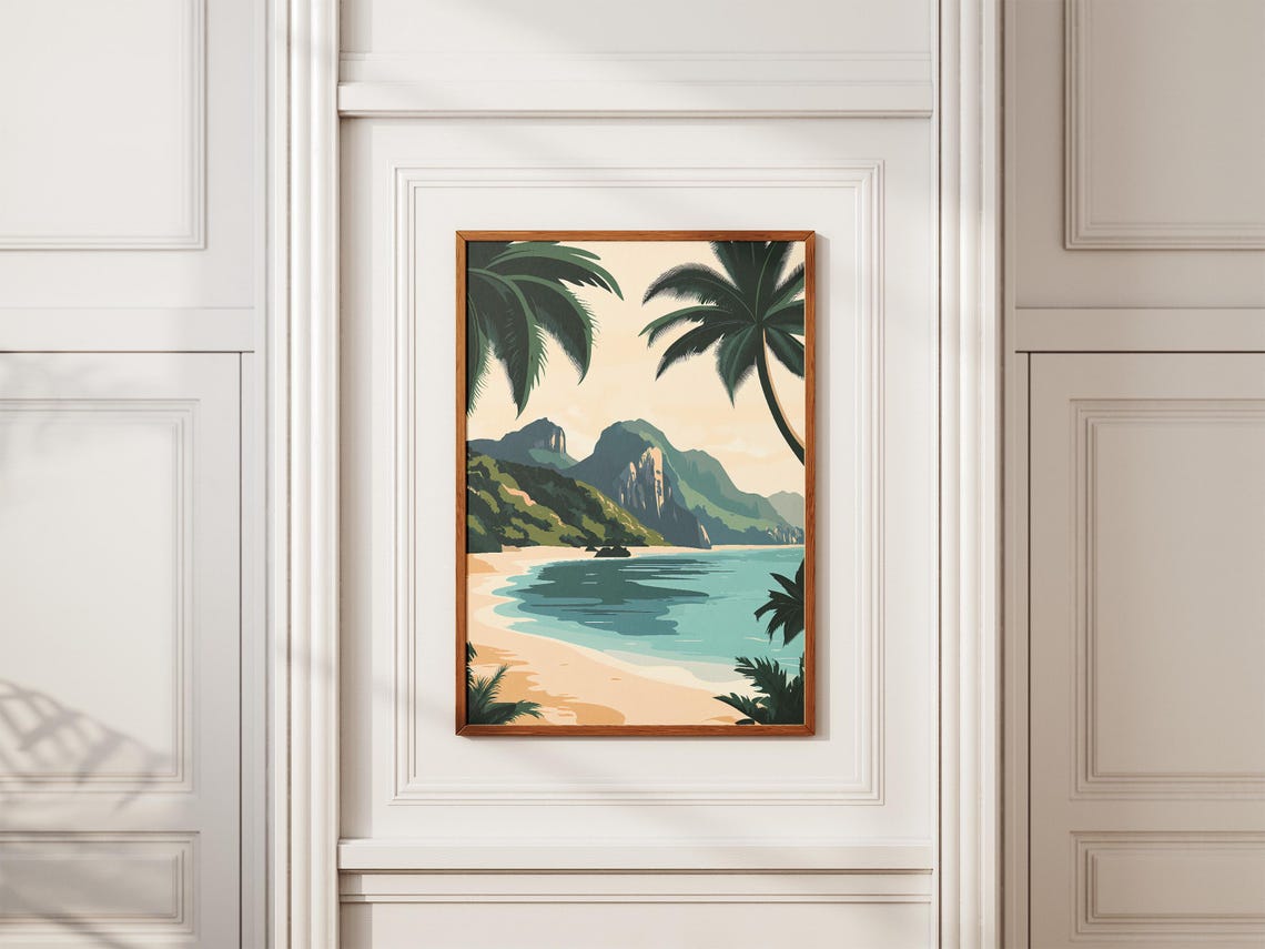 Ogasawara Islands Tropical Beach Palms Turquoise Bay Japan Poster - Image 2