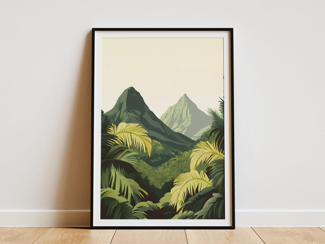 Morne Trois Pitons Dominica Twin Volcanic Peaks Jungle Poster