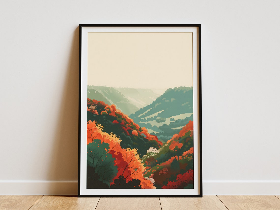 Autumn Valley Ridges Blanketed in Glowing Fall Foliage Color Poster