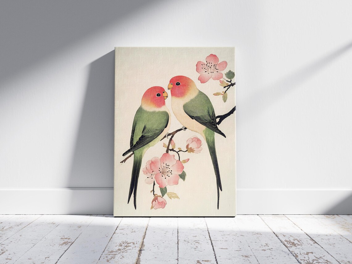 Lovebirds Cherry Blossom Poster Romantic Bird Wall Decor Gift Decor - Image 2