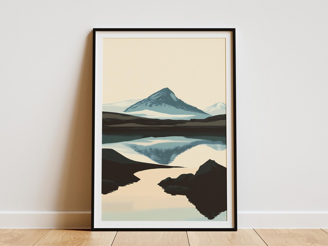 Myvatn Lake Iceland Minimalist Mountain Lake Reflection Poster