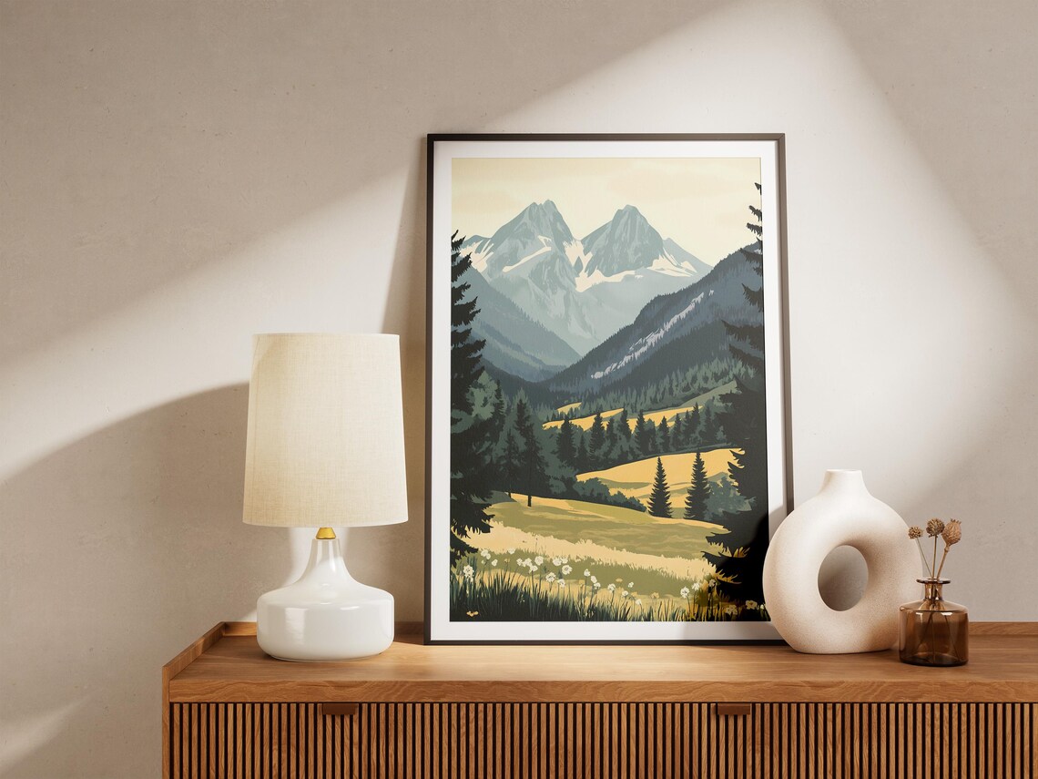 Transylvanian Alps Snowy Peaks Vintage Mountain Travel Poster - Image 4
