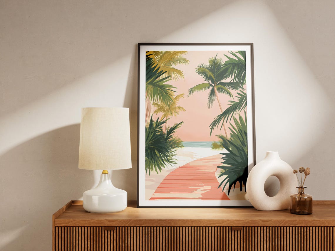Tropical Palm Beach Boardwalk Coastal Summer Vacation Poster - Image 4