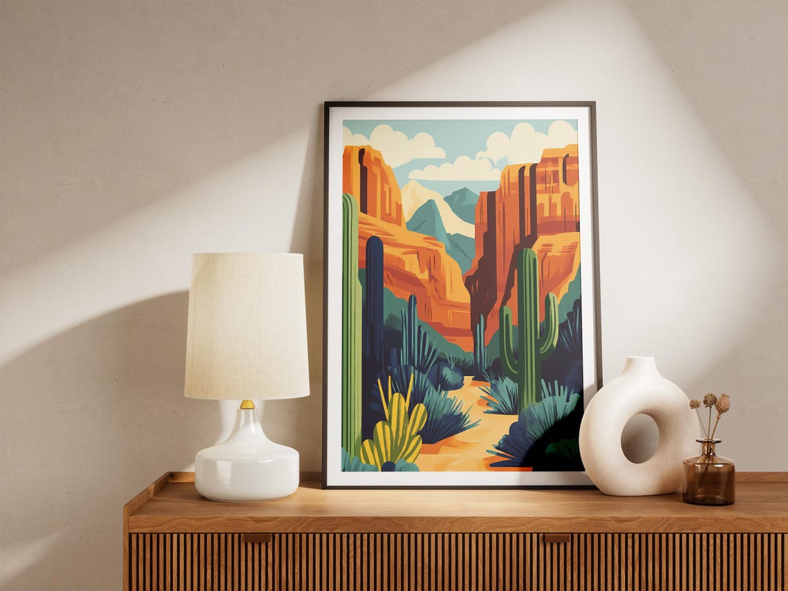 Copper Canyon Mexico Desert Cactus Canyon Cliffs Landscape Poster - Image 5