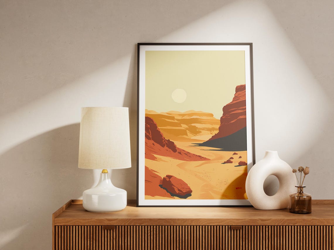 Negev Desert Israel Red Canyon Minimalist Landscape Art Poster - Image 2