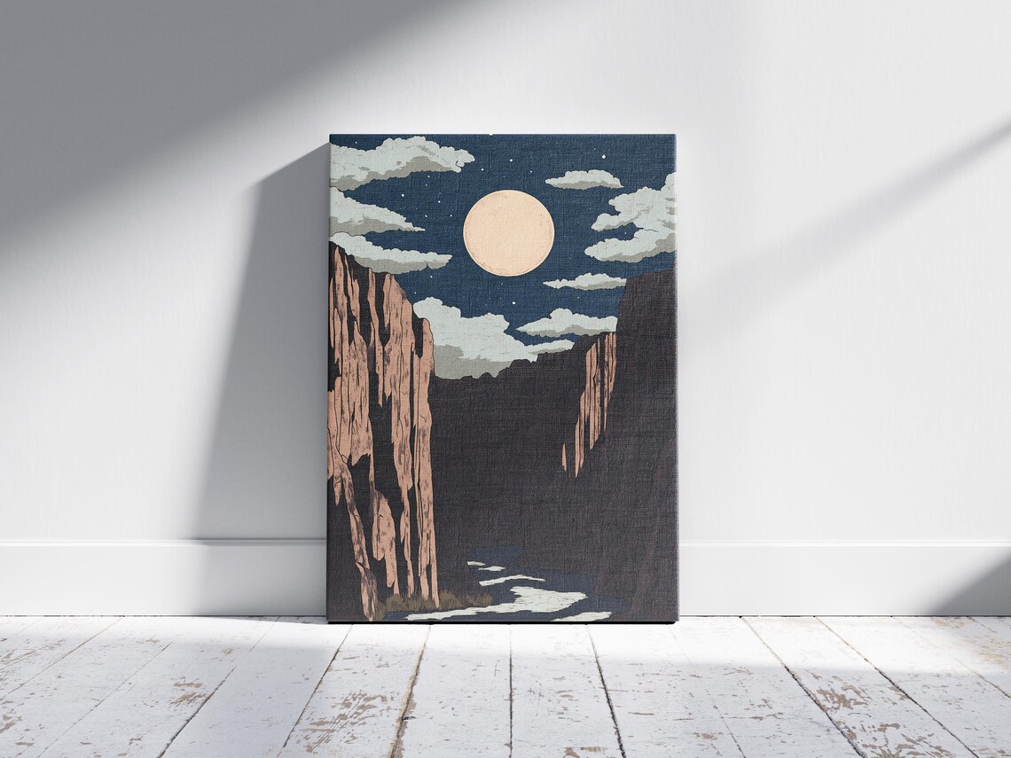 Black Canyon of the Gunnison Colorado Deep Gorge Moonlit Night Art Poster - Image 2